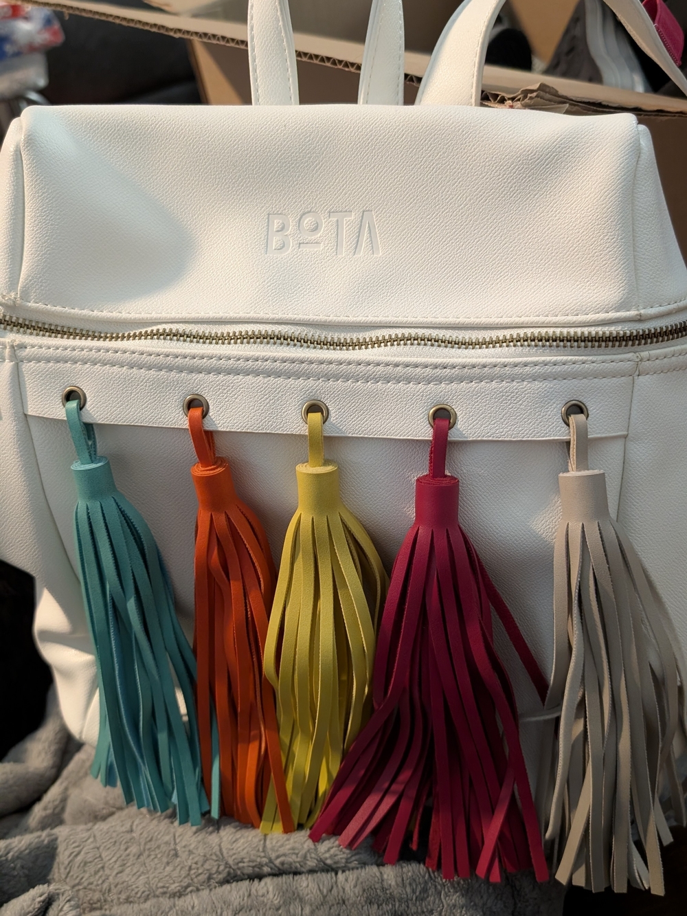 BOTA Vegan Leather Hydration Backpack w/Suede Tassels New